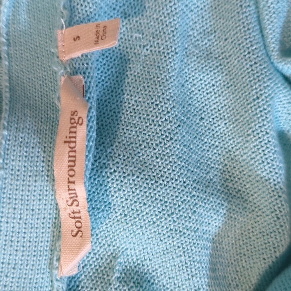 Soft Surroundings Open front Cardigan Linen Blend Button Accent Sleeve - Picture 9 of 9